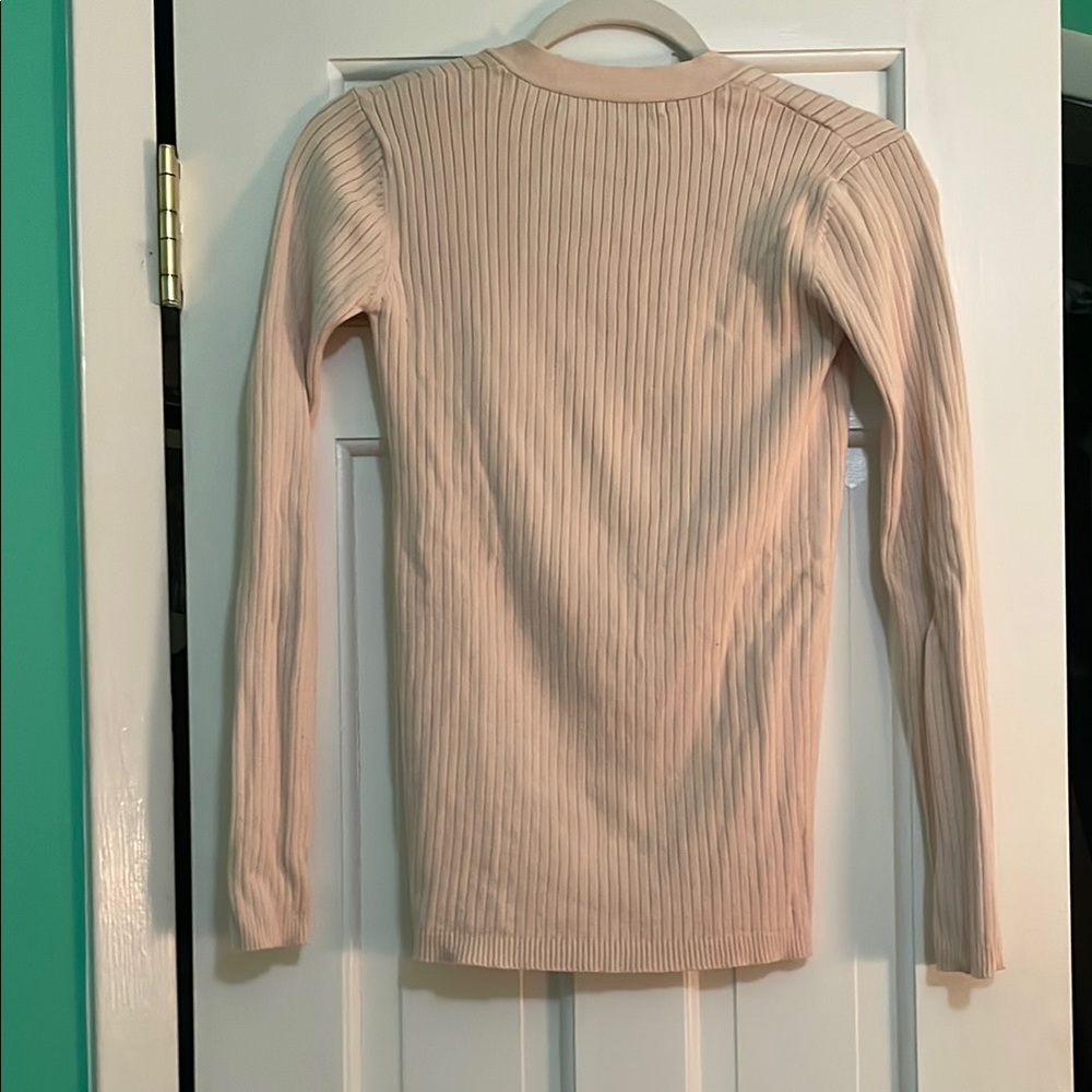 Cream Ribbed Cardigan Sweater - Picture 4 of 4